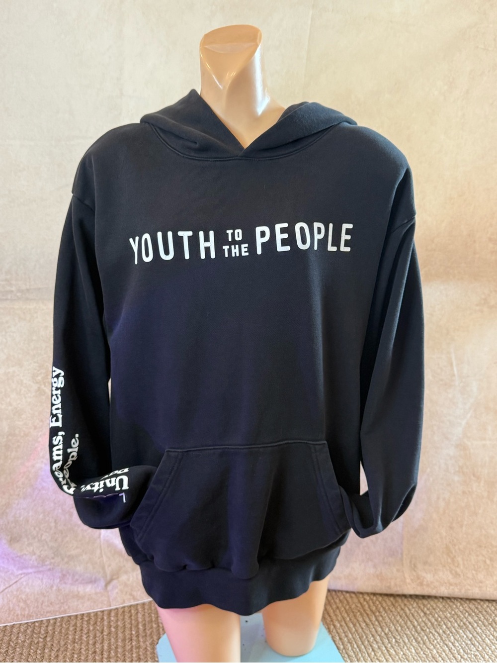 Youth To The People Black Graphic Hoodie Size M Fleece Lined Pullover Sweatshirt